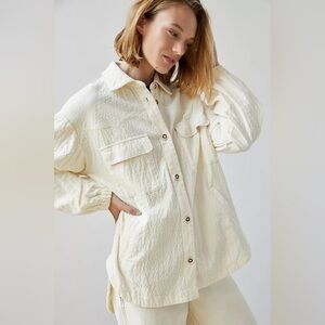 Anthropologie | Maeve Corduroy Shirt Shacket Jacket Medium Neutral Quiet Luxury